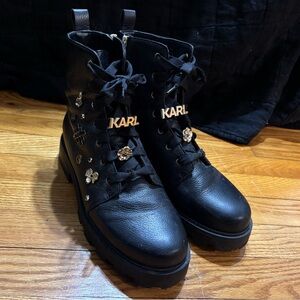 Karl Lagerfeld Black Embellished Boots